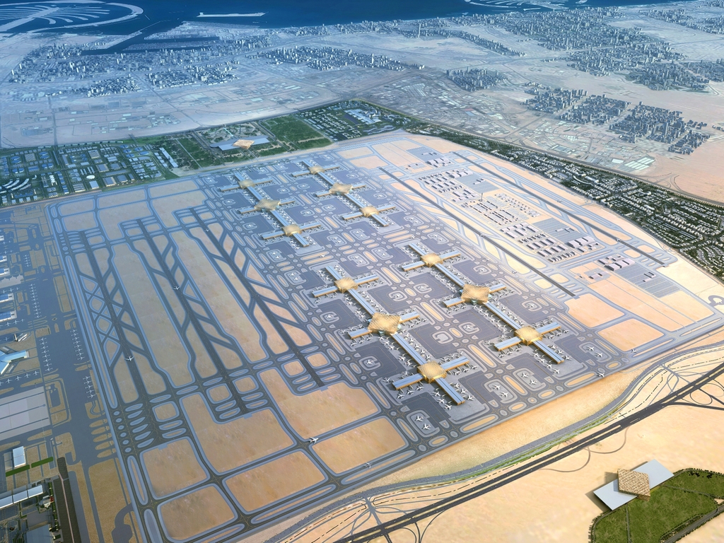 Aerial view of the new Dubai World Central airport. Courtesy Dubai Airports