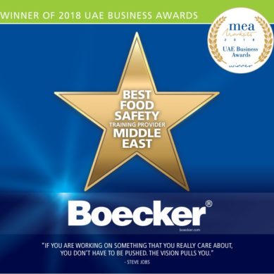Boecker selected as ‘The Best Food Safety Training Provider – Middle East’ for the UAE Business Awards by MEA Markets