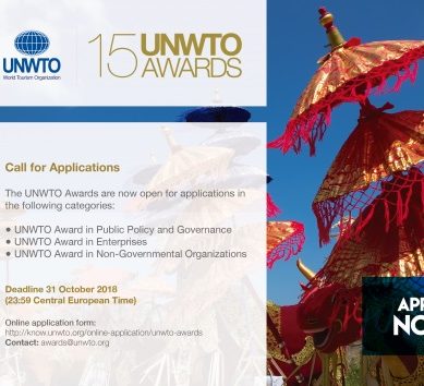 Applications open for the 15th UNWTO Awards which recognize tourism innovation and sustainability