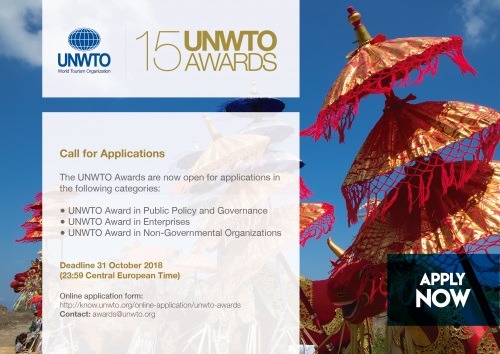 Applications open for the 15th UNWTO Awards which recognize tourism innovation and sustainability