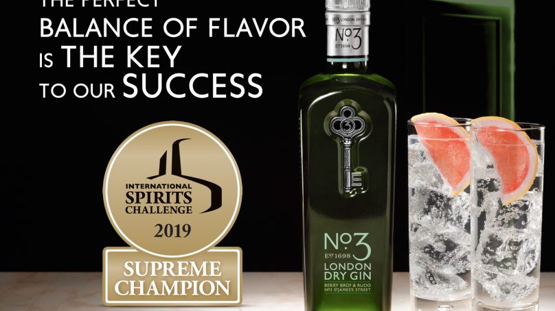 No.3 London Dry Gin hailed ISC’s Supreme Champion Spirit