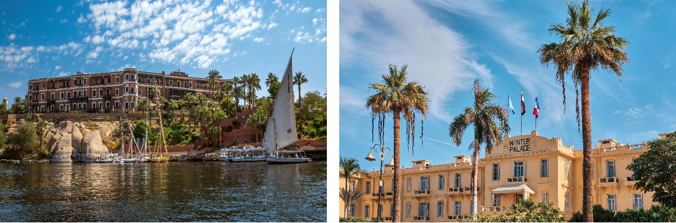 Mandarin Oriental Old Cataract, Aswan (left), Mandarin Oriental Winter Palace, Luxor (right)