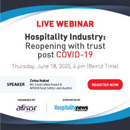 Live Webinar: Hospitality industry post COVID-19 era, reopening with trust