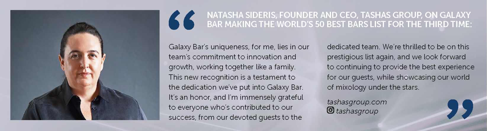 Natasha Sideris TASHAS GROUP quote about nightlife